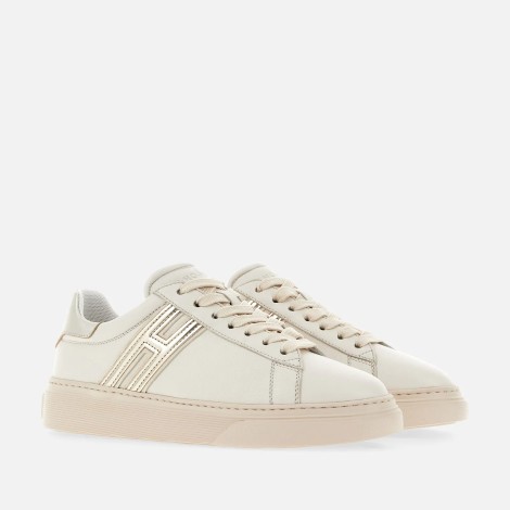 Sneakers H365 in pelle avorio oro