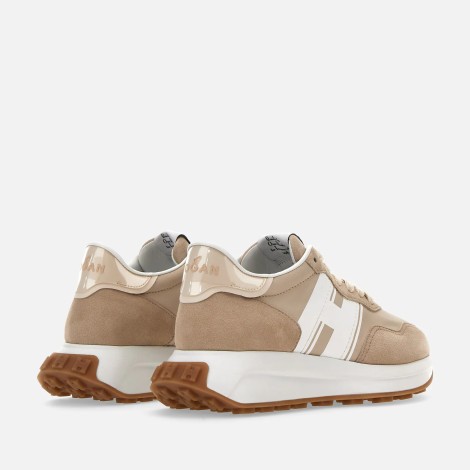 Sneakers H641 tomaia in pelle scamosciata e tessuto beige