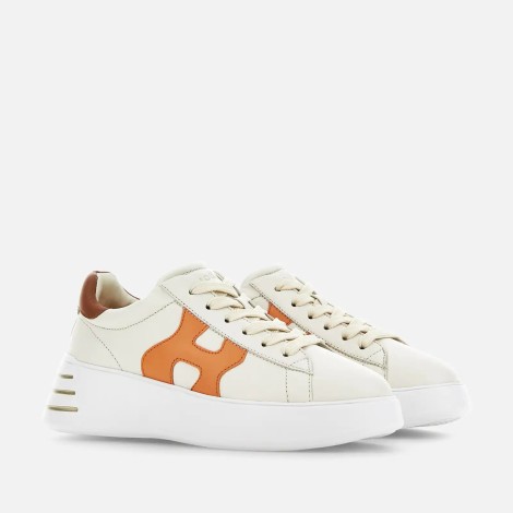 Sneakers Rebel in pelle Bianco Arancio