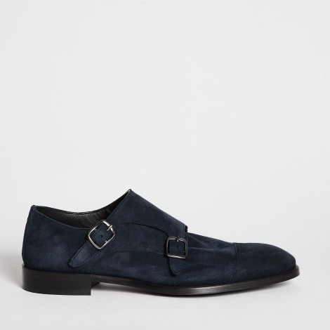 Monk strap in pelle scamosciata blu