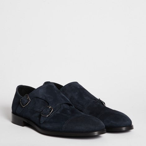 Monk strap in pelle scamosciata blu