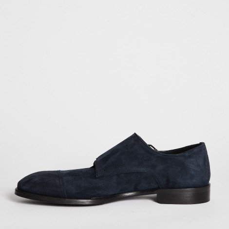 Monk strap in pelle scamosciata blu