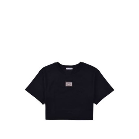 T-SHIRT CROPPED IN COTONE CON PLACCA LOGO