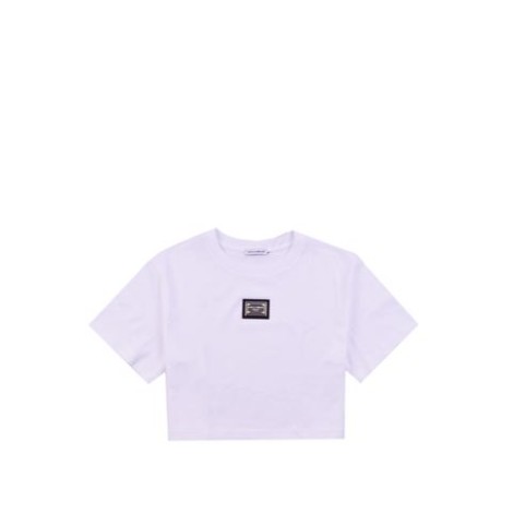 T-SHIRT CROPPED IN COTONE CON PLACCA LOGO