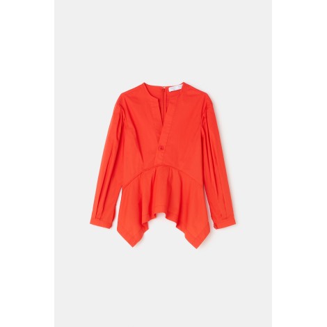 Proenza Schouler V-Neck Poplin Top