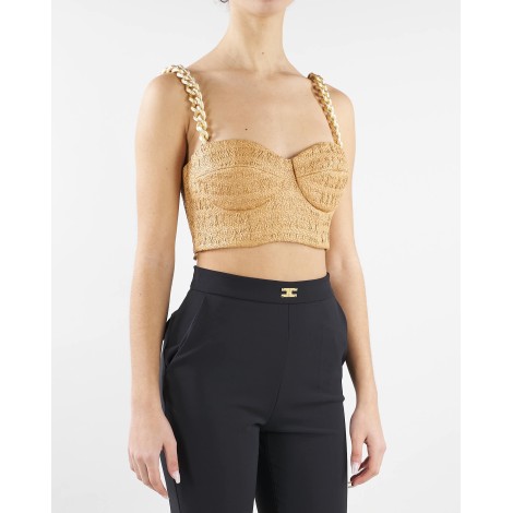 ELISABETTA FRANCHI Top in rafia con coppe Elisabetta Franchi