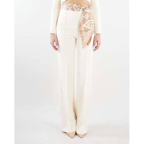 ELISABETTA FRANCHI Pantalone a zampa con cintura foulard Elisabetta Franchi