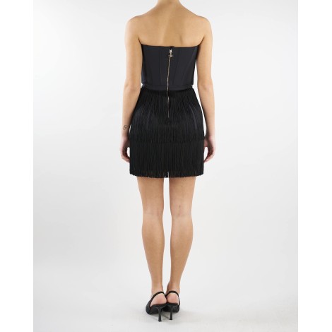 ELISABETTA FRANCHI Abito bustier con balze di frange Elisabetta Franchi