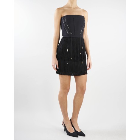 ELISABETTA FRANCHI Abito bustier con balze di frange Elisabetta Franchi