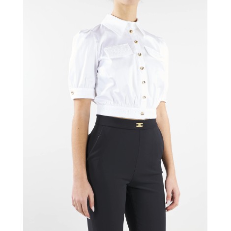 ELISABETTA FRANCHI Camicia cropped con inserti in pizzo Elisabetta Franchi