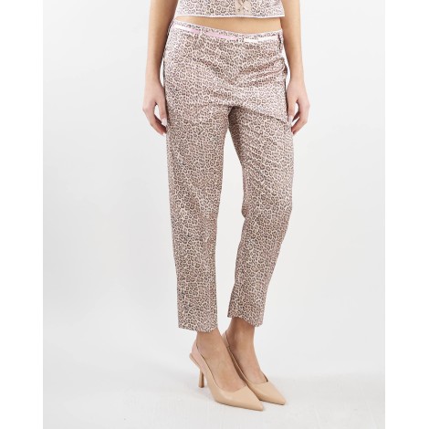 BLUGIRL Pantaloni a sigaretta in raso animalier Blugirl by Bluemarine