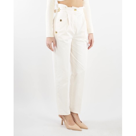 ELISABETTA FRANCHI Pantalone con fascione in punto vita e due fibbie in metallo dorato Elisabetta Franchi