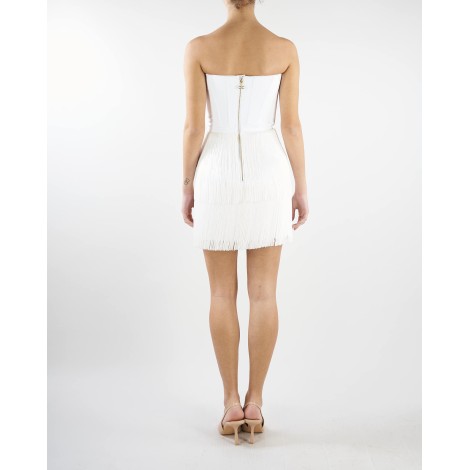 ELISABETTA FRANCHI Abito bustier con balze di frange Elisabetta Franchi