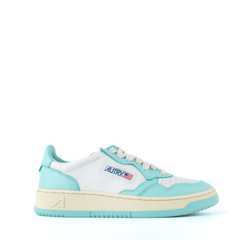 Sneakers pelle bicolore bianco e turchese