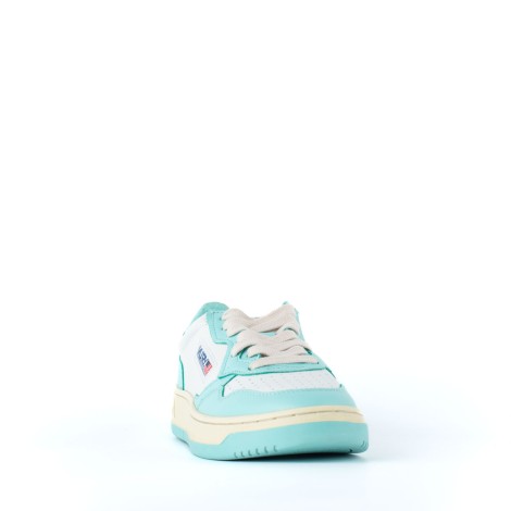 Sneakers pelle bicolore bianco e turchese