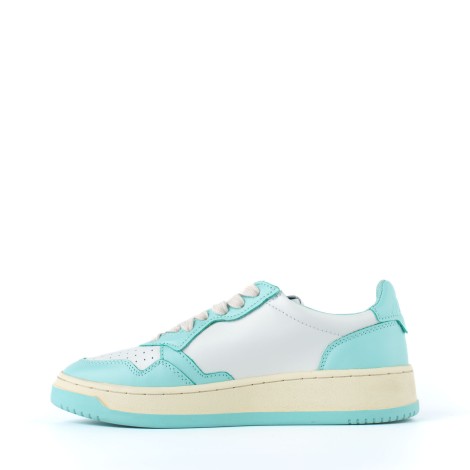 Sneakers pelle bicolore bianco e turchese