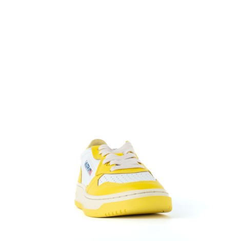 Sneakers pelle bicolore bianco e giallo