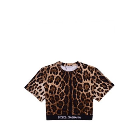 T-SHIRT CROPPED CON STAMPA LEOPARDO