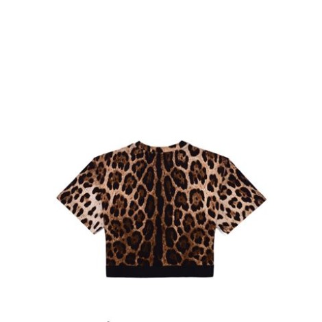 T-SHIRT CROPPED CON STAMPA LEOPARDO