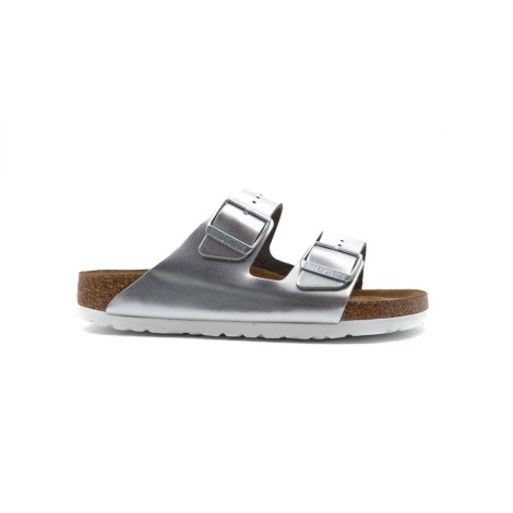 Ciabatta Donna Metallic silver BIRKENSTOCK Pelle