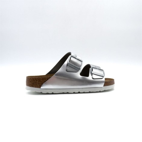 Ciabatta Donna Metallic silver BIRKENSTOCK Pelle