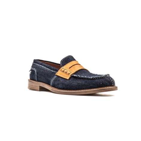 Mocassino Donna JEANS BLU+CUOIO TRE EMME Pelle