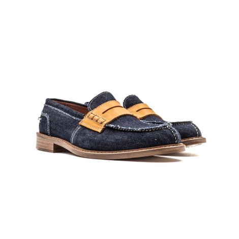 Mocassino Donna JEANS BLU+CUOIO TRE EMME Pelle