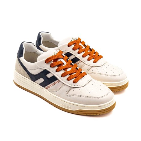 Sneakers Uomo BIANCO+BLU+ARANCIO HOGAN     Pelle