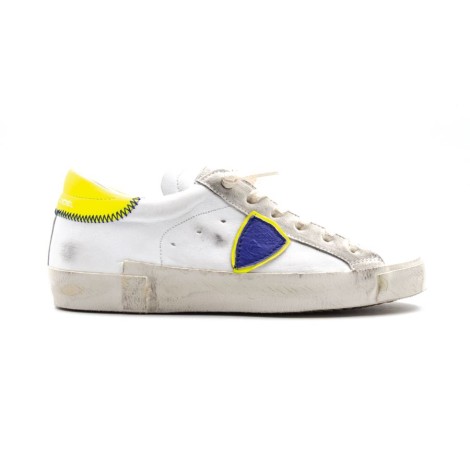 Sneakers Donna BLANC JAUNE PHILIPPE MODEL Pelle