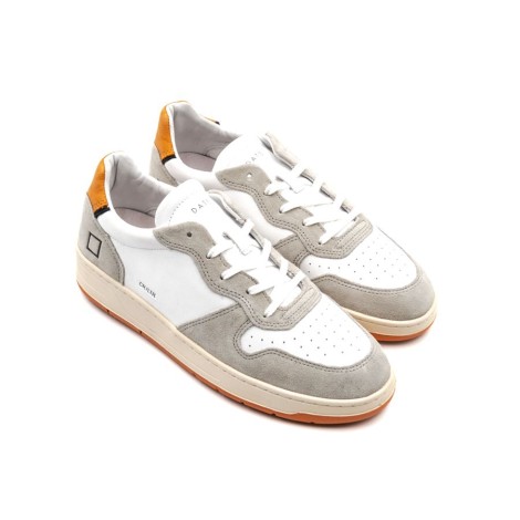 Sneakers Uomo WHITE-ORANGE D.A.T.E.  Pelle