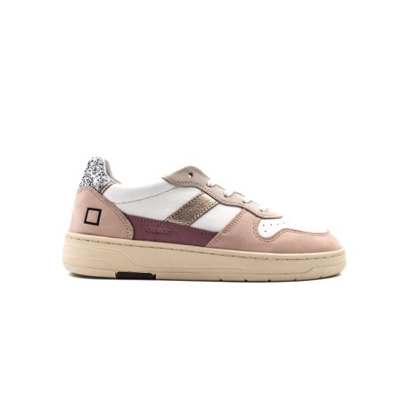 Sneakers Donna WHITE-PINK D.A.T.E.  Pelle