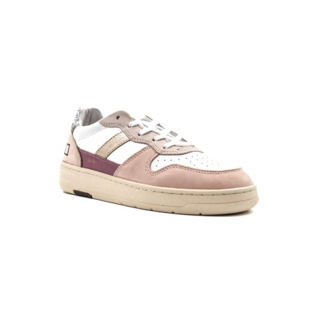 Sneakers Donna WHITE-PINK D.A.T.E.  Pelle