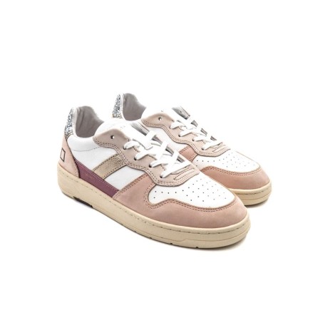 Sneakers Donna WHITE-PINK D.A.T.E.  Pelle