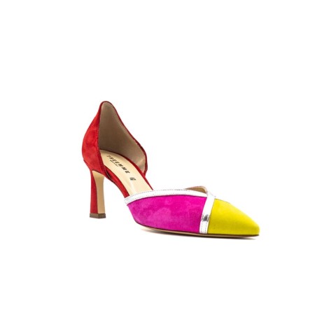 Scarpa Donna ROSSO FUXIA LIME TRE EMME Pelle