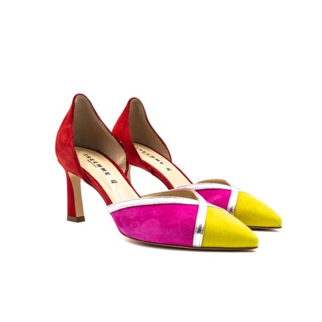 Scarpa Donna ROSSO FUXIA LIME TRE EMME Pelle