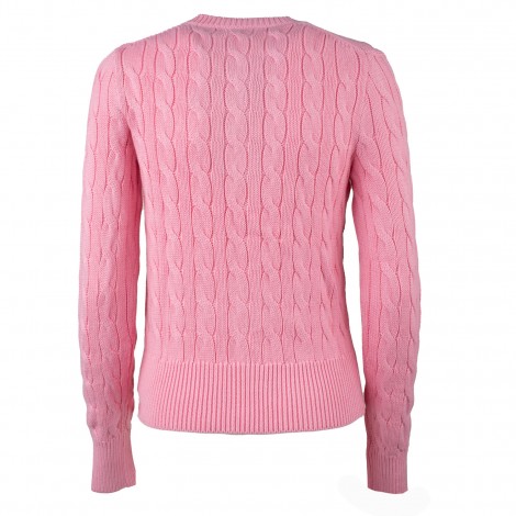 Cardigan a trecce in cotone rosa