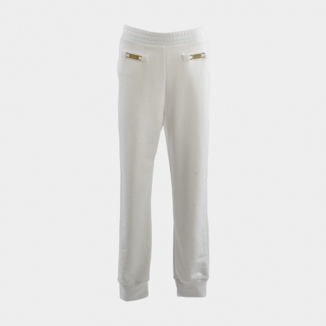 Pantalone sport in cotone bianco