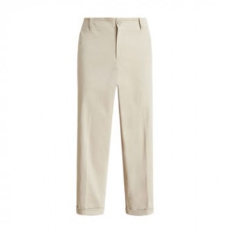 Pantaloni in gabardina con risvolto