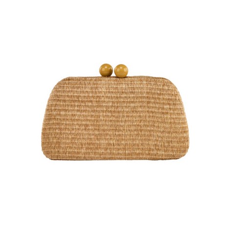 Clutch in raffia con catena rimovibile