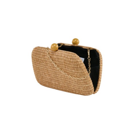 Clutch in raffia con catena rimovibile