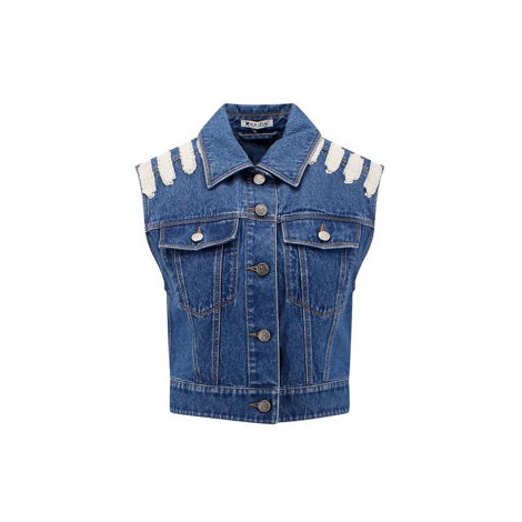 Gilet in denim con profili in cotone