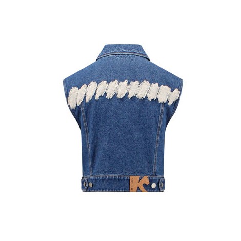 Gilet in denim con profili in cotone