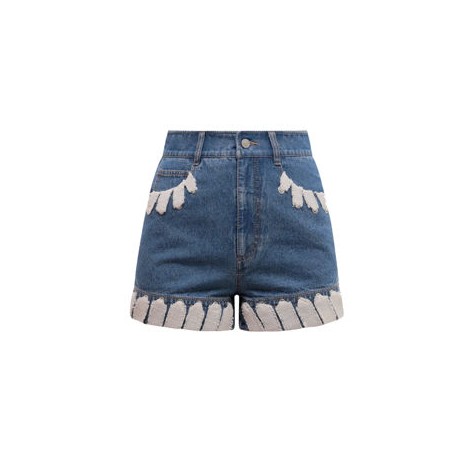 Shorts in denim con profili in cotone