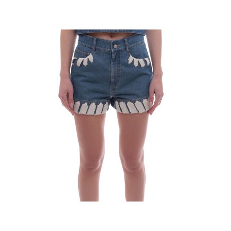 Shorts in denim con profili in cotone