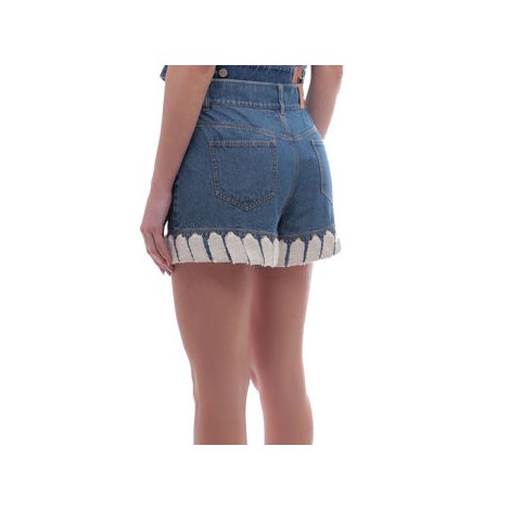 Shorts in denim con profili in cotone