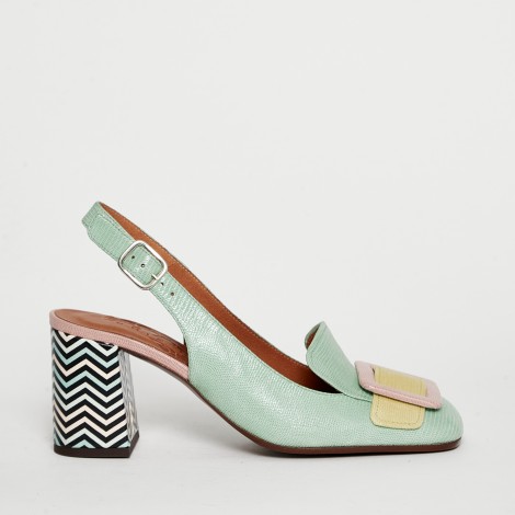 Slingback Rema in pelle verde chiaro