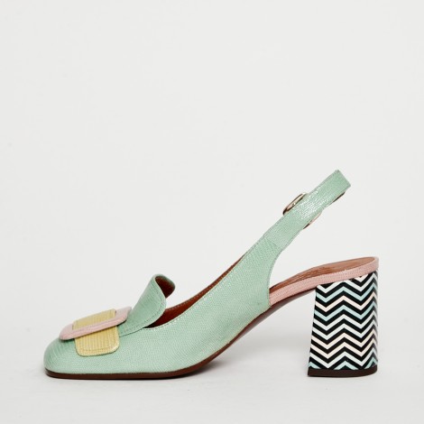 Slingback Rema in pelle verde chiaro