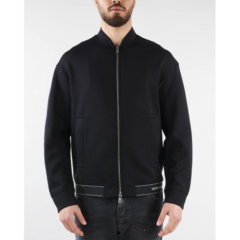 EMPORIO ARMANI Felpa in double jersey con zip e fondo elastico logato Emporio Armani