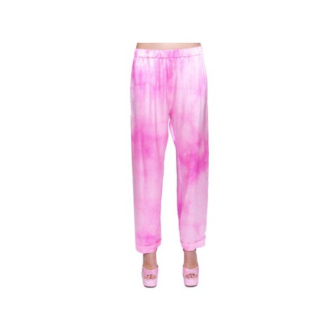 Pantaloni in seta fucsia