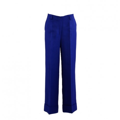 Pantalone P.a.r.o.s.h. RAISA23 in viscosa e lino bluette